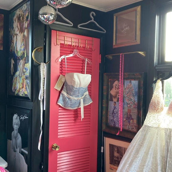 NWT Alfred Angelo Bustier top rhinestone bow Periwinkle lace size 10 - Picture 9 of 16